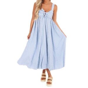 Buddy Love Blue and White Gingham Maxi Dress